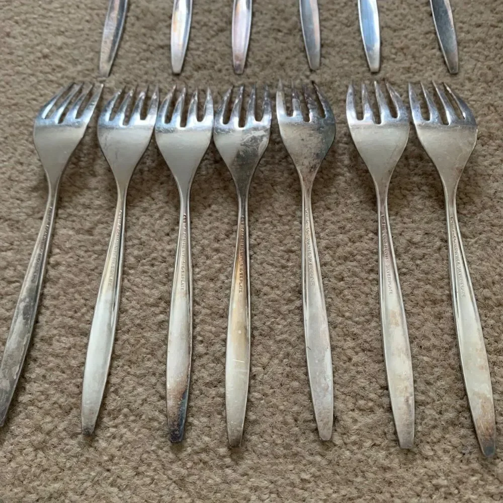 13 Oneida Community Silverplate Flatwear Enchantment Gentle Rose Pattern Pieces